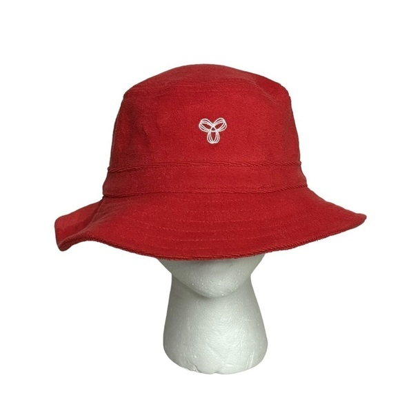 Aritzia Accessories - Aritzia TNA Womens Logo Embroidered Cotton Bucket Hat Sz S/M Red French Terry
